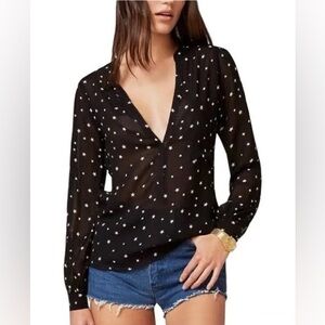 Reformation Black Star Pattern Blouse